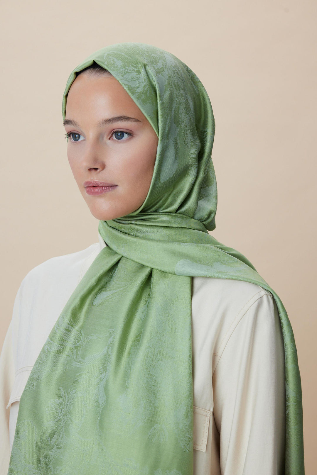 Maisa JADE JAKARLI MODAL İPEK ŞAL 70*200 CM - AÇIK YEŞİL