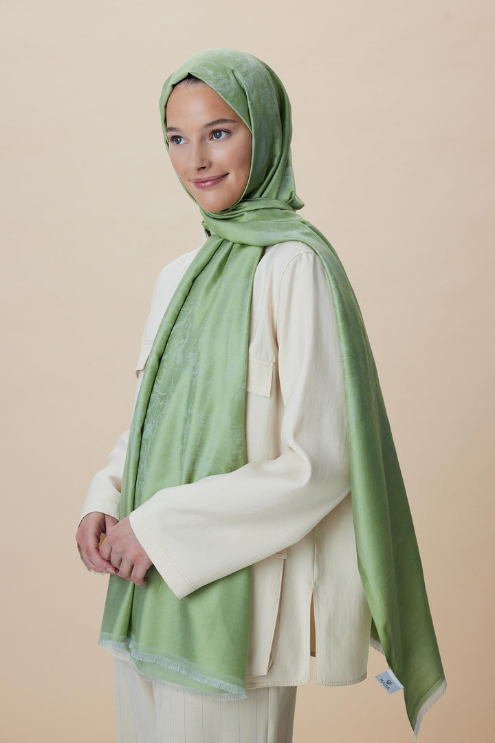 Maisa JADE JAKARLI MODAL İPEK ŞAL 70*200 CM - AÇIK YEŞİL