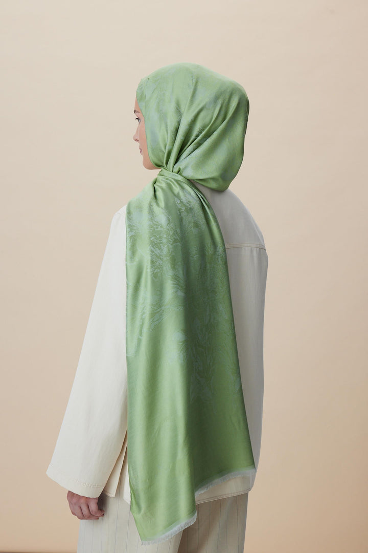 Maisa JADE JAKARLI MODAL İPEK ŞAL 70*200 CM - AÇIK YEŞİL