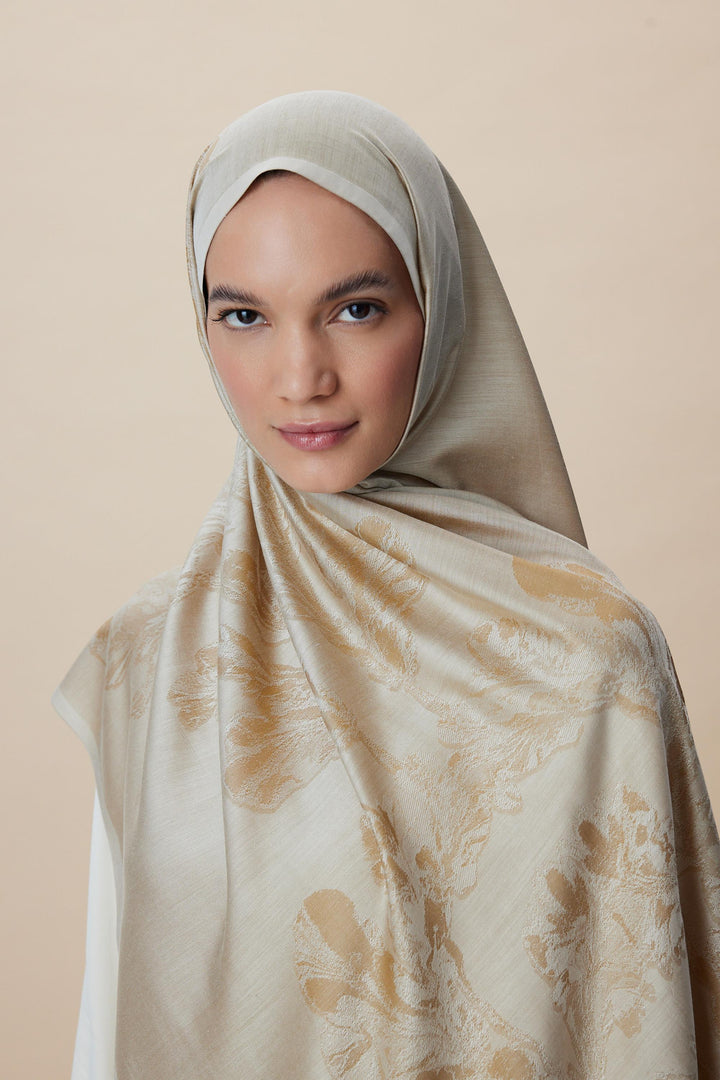 Maisa JADE JAKARLI MODAL İPEK ŞAL 70*200 CM - BEJ