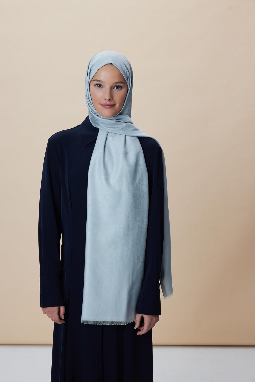 Maisa JADE JAKARLI MODAL İPEK ŞAL 70*200 CM - BUZ MAVİ