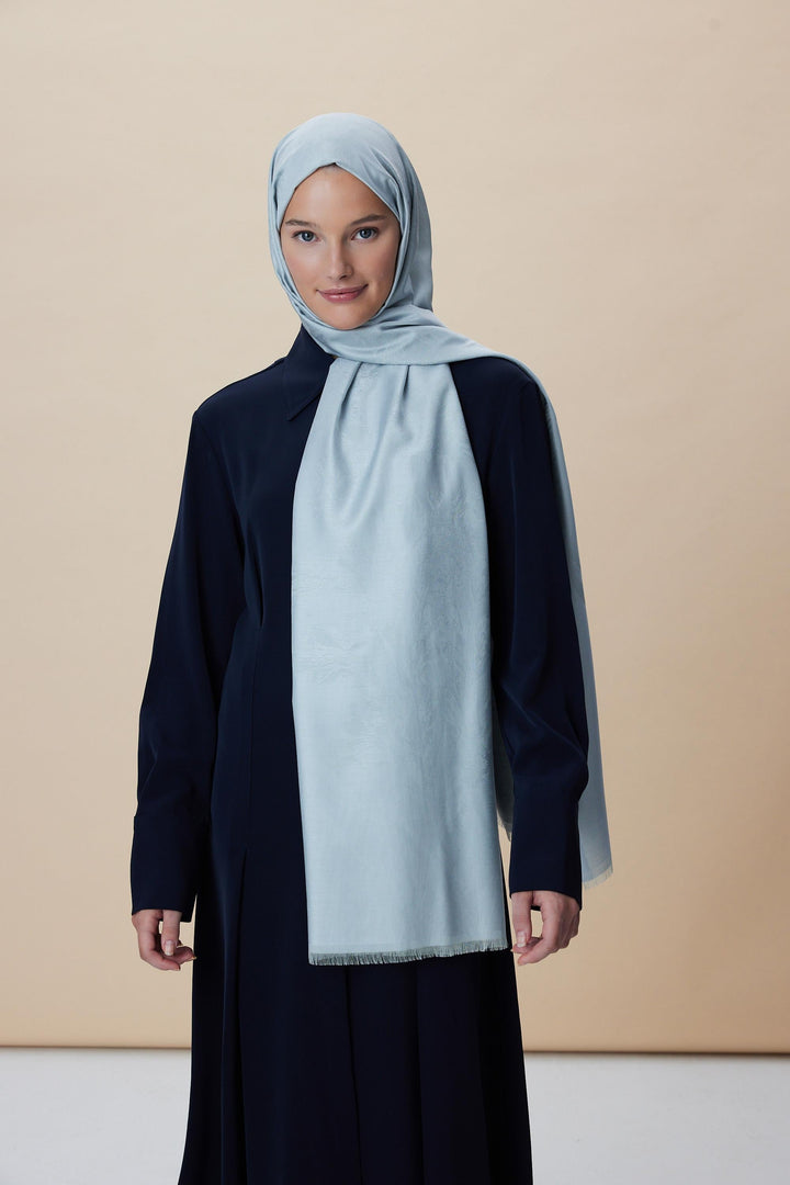 Maisa JADE JAKARLI MODAL İPEK ŞAL 70*200 CM - BUZ MAVİ