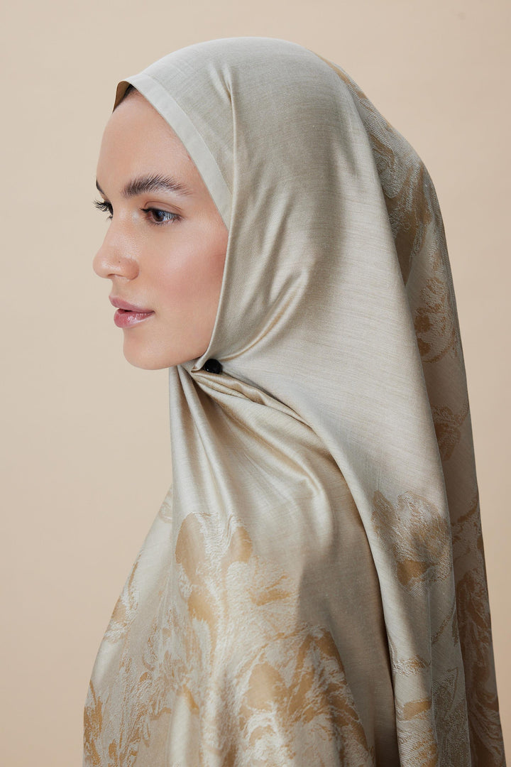 Maisa JADE JAKARLI MODAL İPEK ŞAL 70*200 CM - BEJ