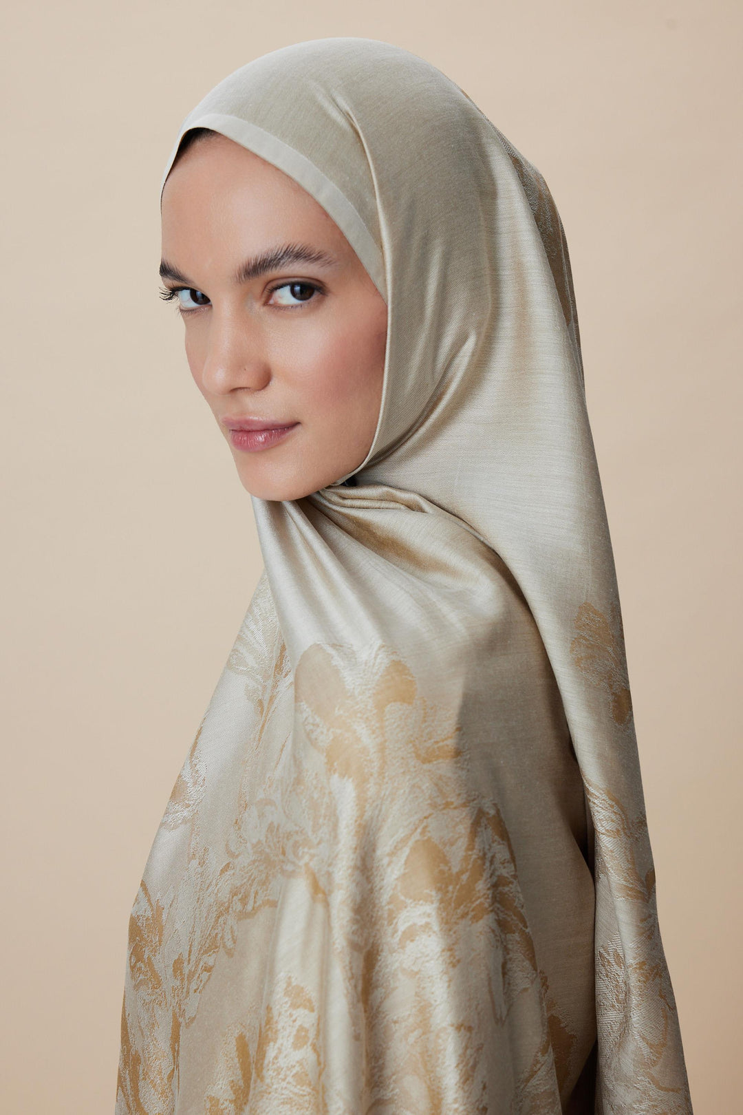 Maisa JADE JAKARLI MODAL İPEK ŞAL 70*200 CM - BEJ