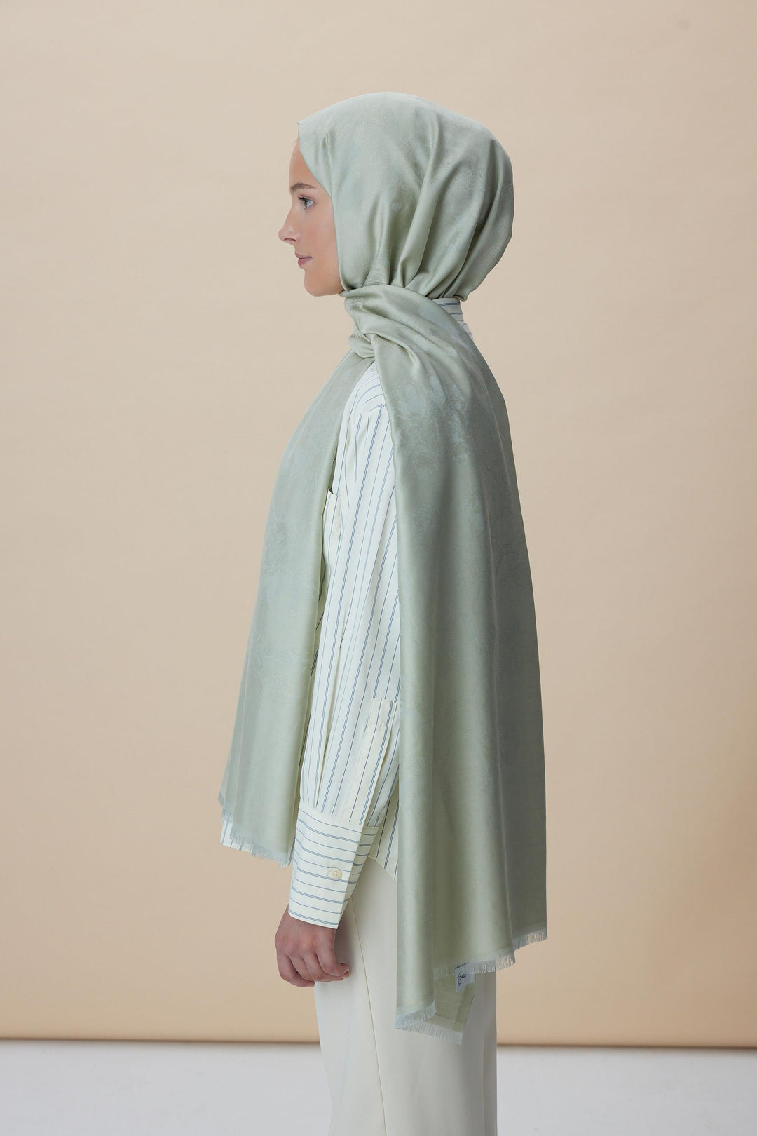 Maisa JADE JAKARLI MODAL İPEK ŞAL 70*200 CM - FİLİZİ YEŞİL