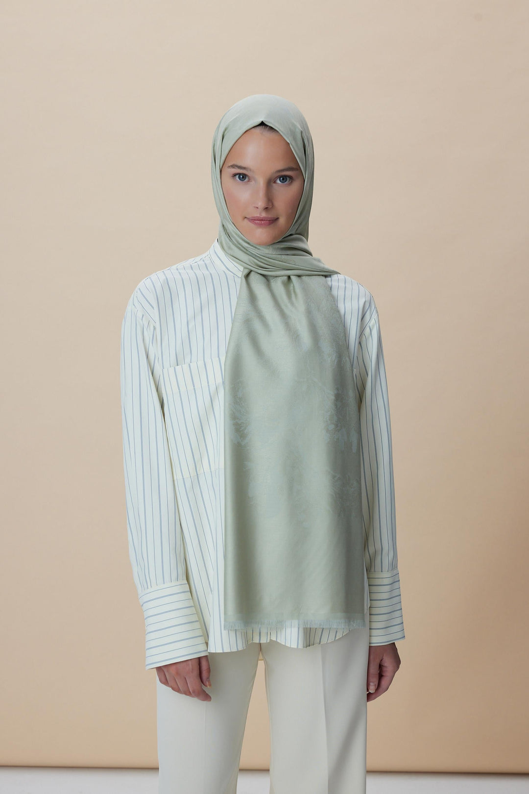 Maisa JADE JAKARLI MODAL İPEK ŞAL 70*200 CM - FİLİZİ YEŞİL