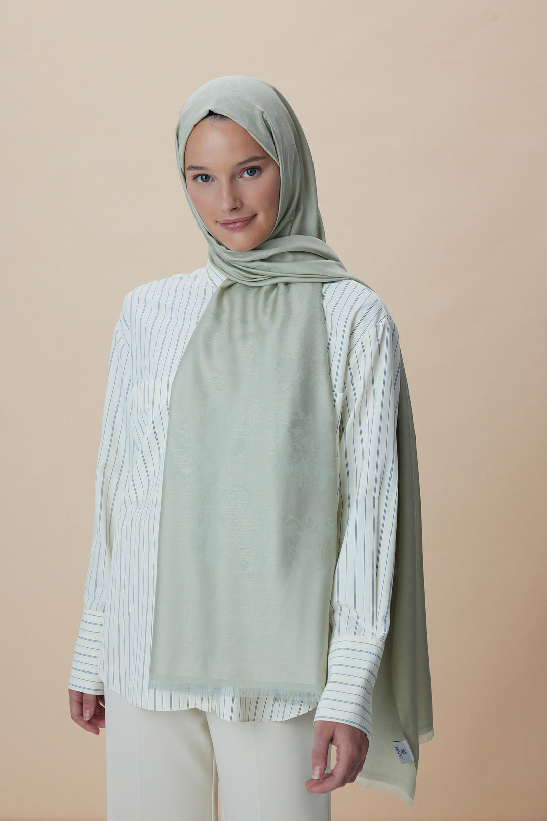 Maisa JADE JAKARLI MODAL İPEK ŞAL 70*200 CM - FİLİZİ YEŞİL