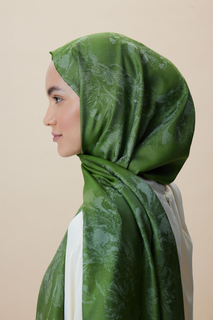 Maisa JADE JAKARLI MODAL İPEK ŞAL 70*200 CM - FISTIK YEŞİLİ