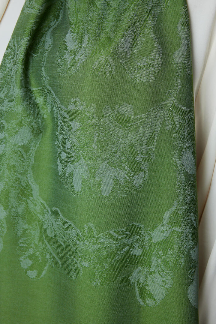 Maisa JADE JAKARLI MODAL İPEK ŞAL 70*200 CM - FISTIK YEŞİLİ
