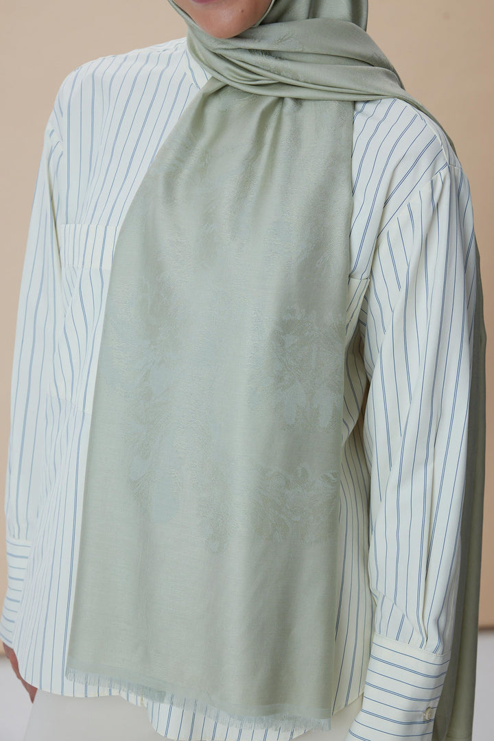 Maisa JADE JAKARLI MODAL İPEK ŞAL 70*200 CM - FİLİZİ YEŞİL