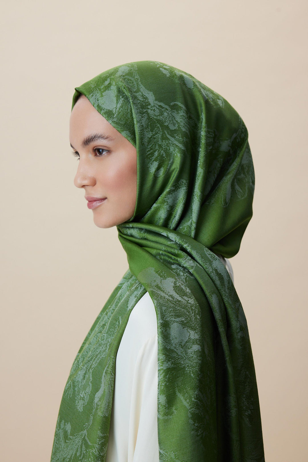 Maisa JADE JAKARLI MODAL İPEK ŞAL 70*200 CM - FISTIK YEŞİLİ