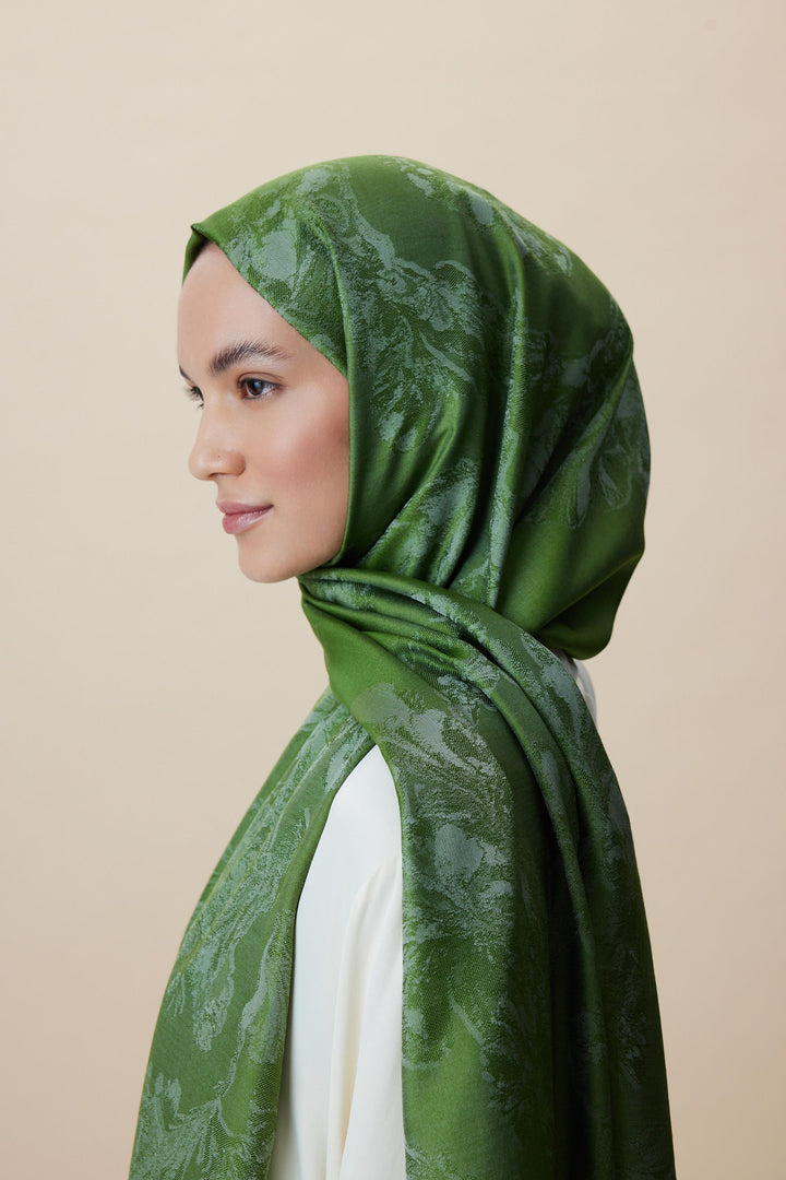 Maisa JADE JAKARLI MODAL İPEK ŞAL 70*200 CM - FISTIK YEŞİLİ