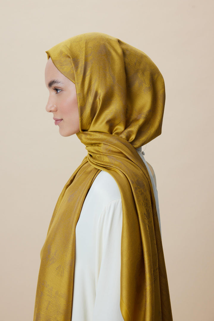Maisa JADE JAKARLI MODAL İPEK ŞAL 70*200 CM - GOLD