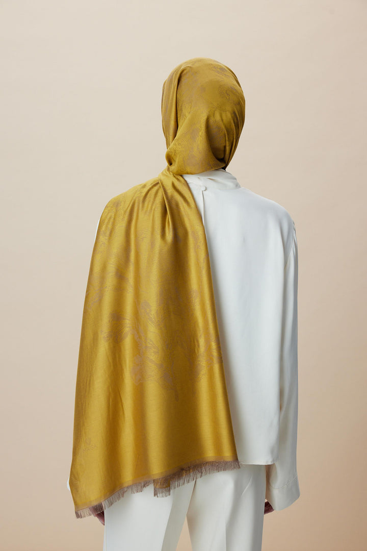 Maisa JADE JAKARLI MODAL İPEK ŞAL 70*200 CM - GOLD