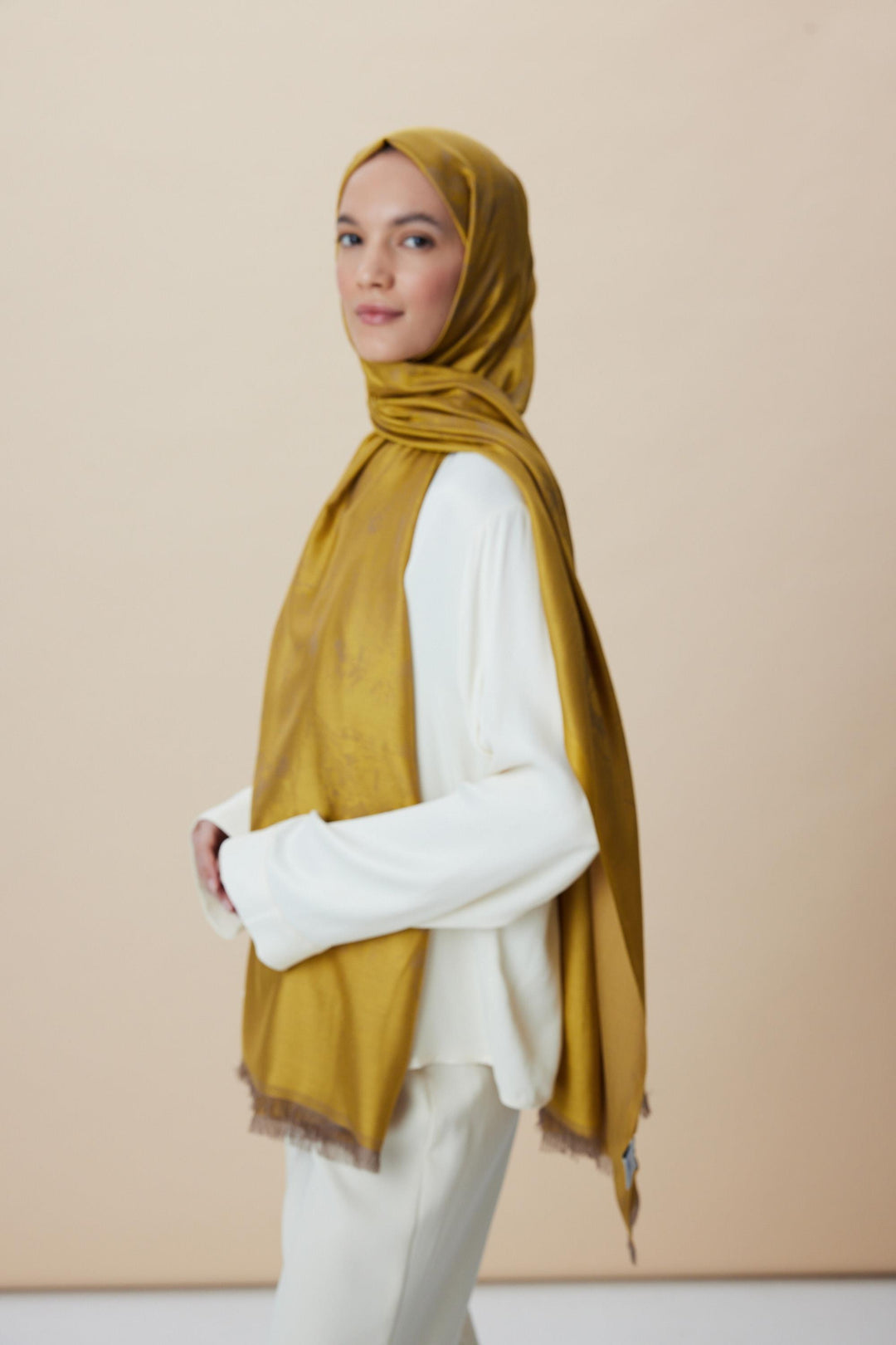 Maisa JADE JAKARLI MODAL İPEK ŞAL 70*200 CM - GOLD