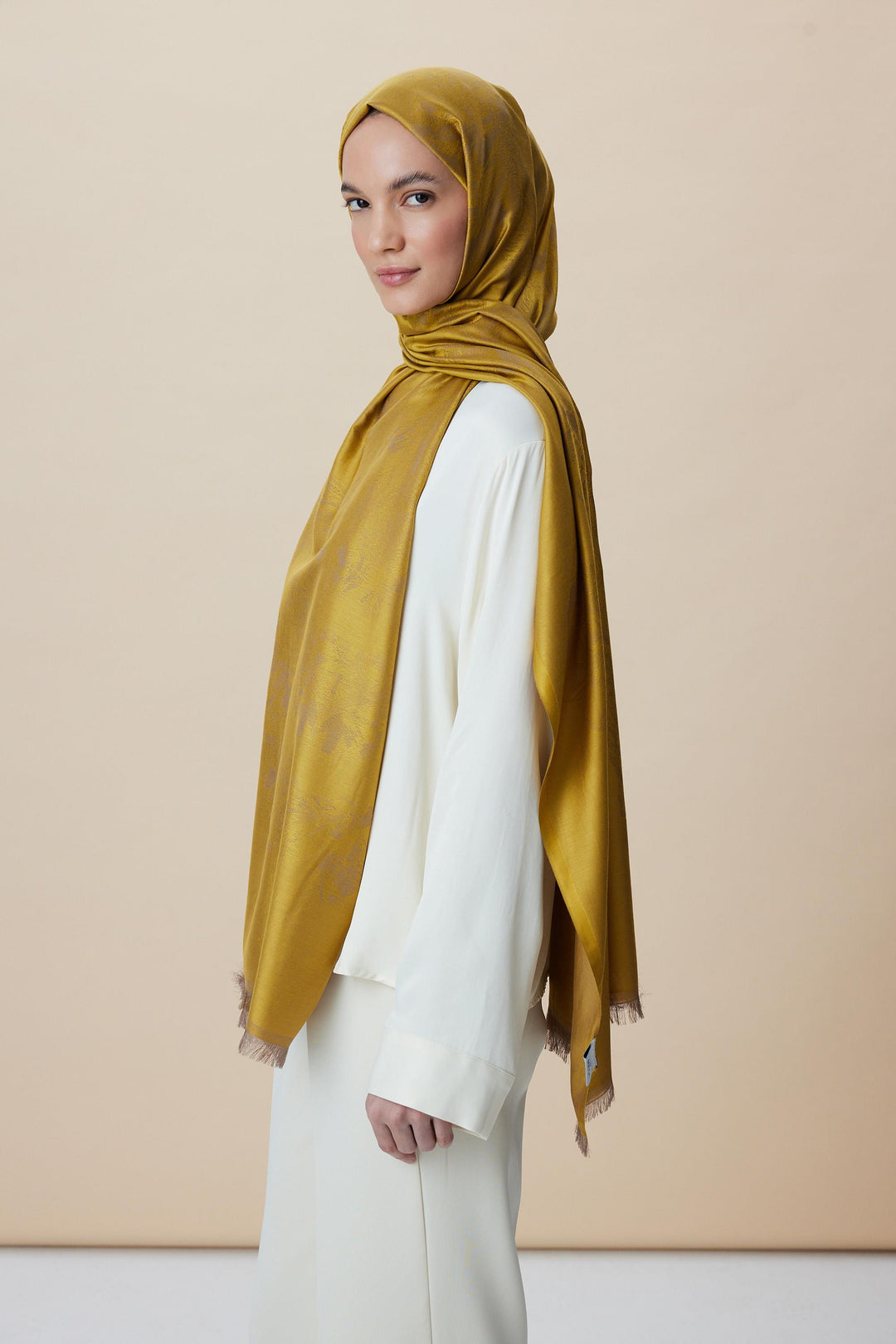 Maisa JADE JAKARLI MODAL İPEK ŞAL 70*200 CM - GOLD
