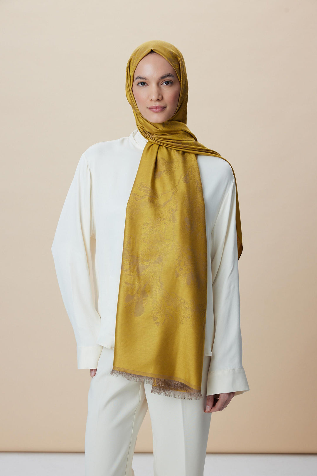Maisa JADE JAKARLI MODAL İPEK ŞAL 70*200 CM - GOLD