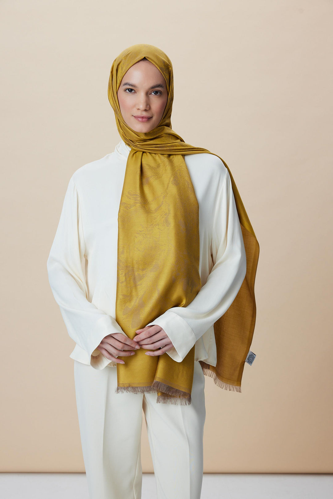 Maisa JADE JAKARLI MODAL İPEK ŞAL 70*200 CM - GOLD