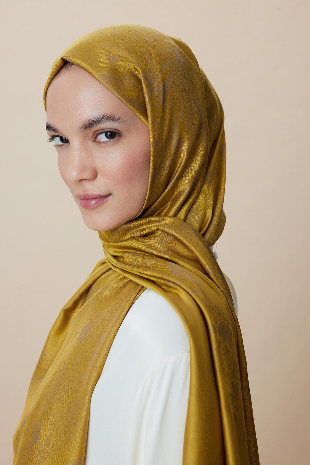 Maisa JADE JAKARLI MODAL İPEK ŞAL 70*200 CM - GOLD