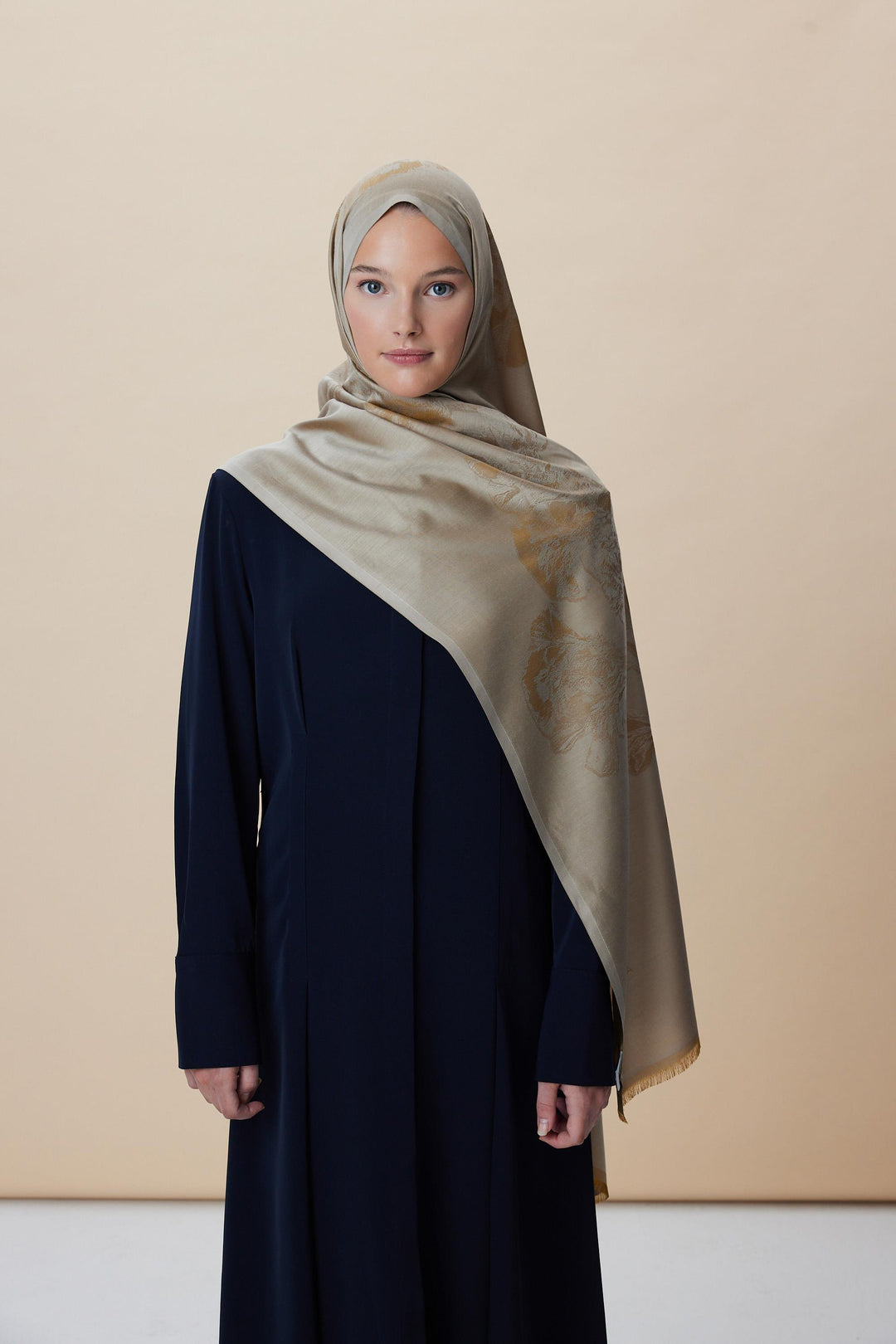 Maisa JADE JAKARLI MODAL İPEK ŞAL 70*200 CM - KOYU BEJ