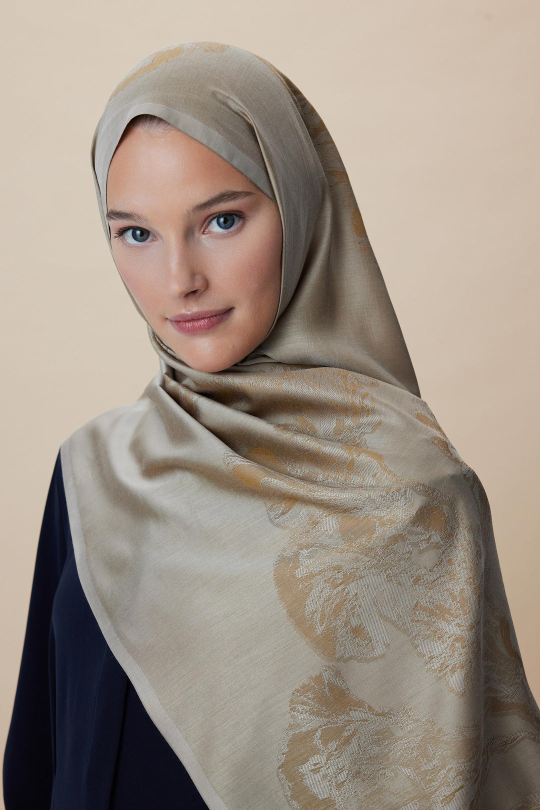 Maisa JADE JAKARLI MODAL İPEK ŞAL 70*200 CM - KOYU BEJ