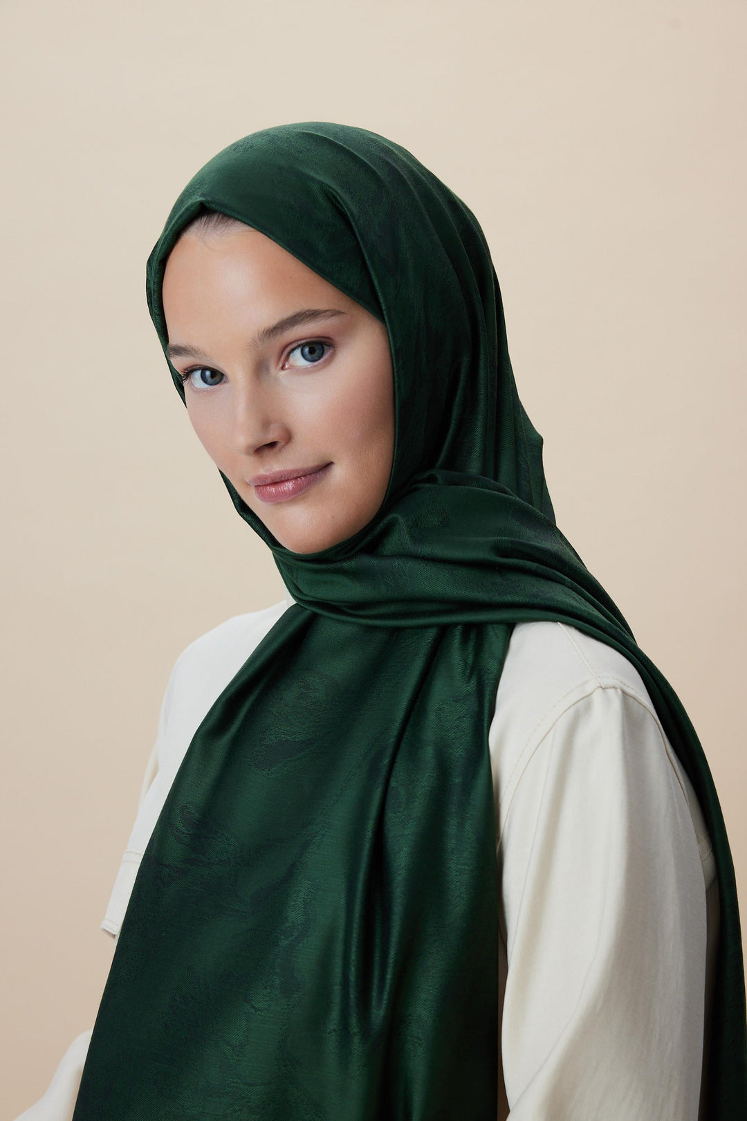 Maisa JADE JAKARLI MODAL İPEK ŞAL 70*200 CM - KOYU YEŞİL