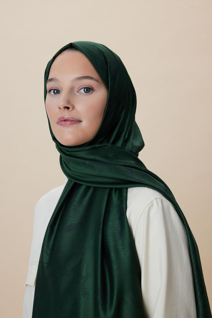 Maisa JADE JAKARLI MODAL İPEK ŞAL 70*200 CM - KOYU YEŞİL