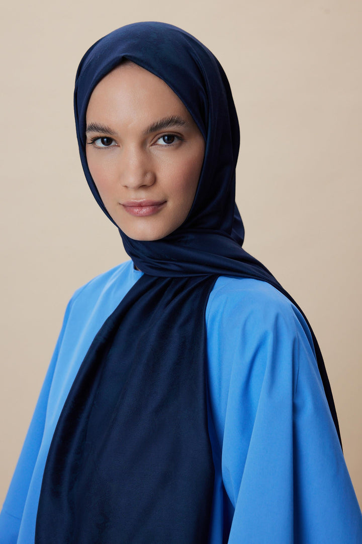 Maisa JADE JAKARLI MODAL İPEK ŞAL 70*200 CM - LACİVERT