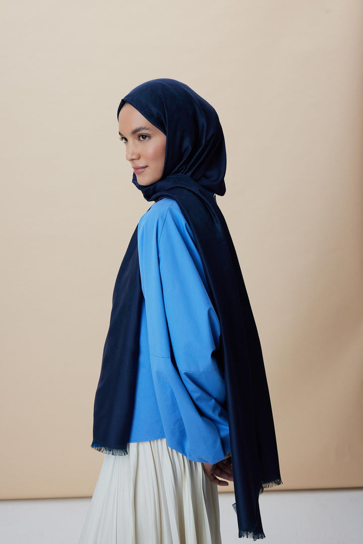Maisa JADE JAKARLI MODAL İPEK ŞAL 70*200 CM - LACİVERT