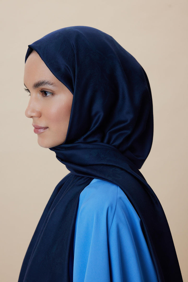 Maisa JADE JAKARLI MODAL İPEK ŞAL 70*200 CM - LACİVERT