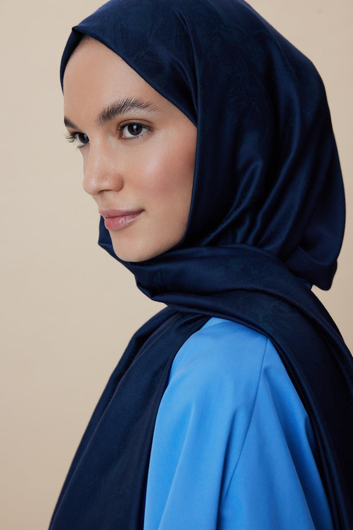 Maisa JADE JAKARLI MODAL İPEK ŞAL 70*200 CM - LACİVERT