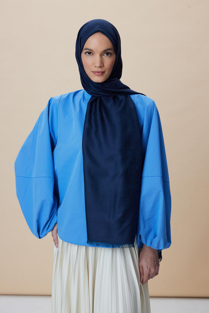 Maisa JADE JAKARLI MODAL İPEK ŞAL 70*200 CM - LACİVERT