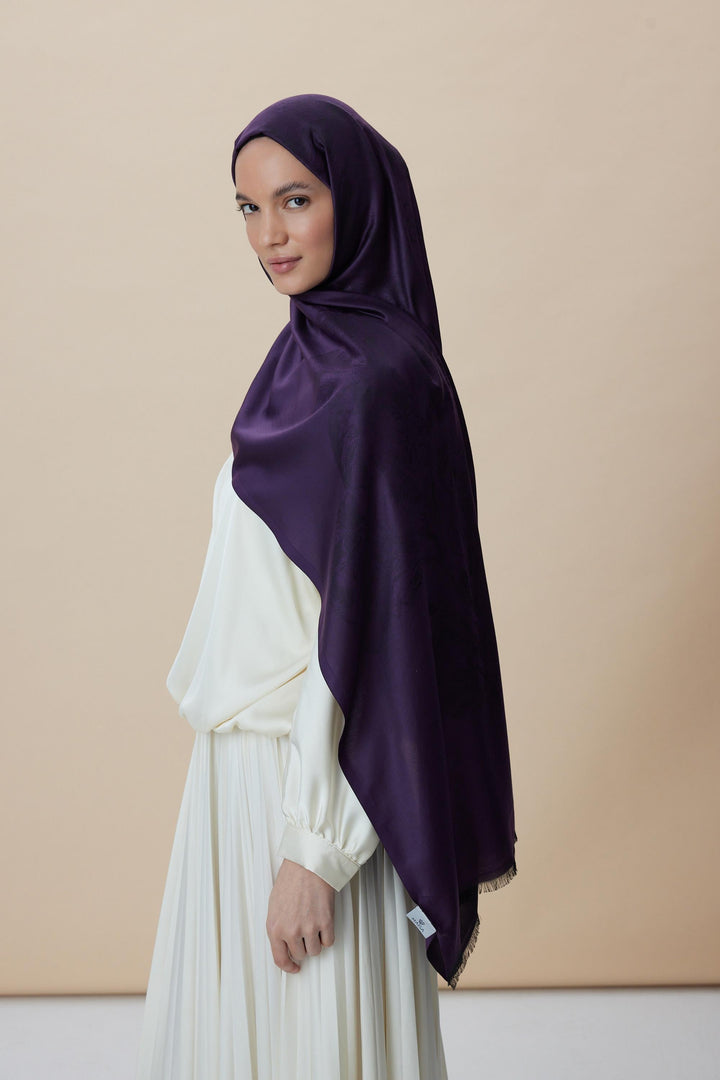 Maisa JADE JAKARLI MODAL İPEK ŞAL 70*200 CM - MOR