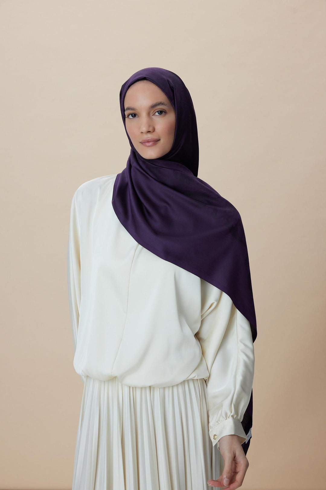 Maisa JADE JAKARLI MODAL İPEK ŞAL 70*200 CM - MOR