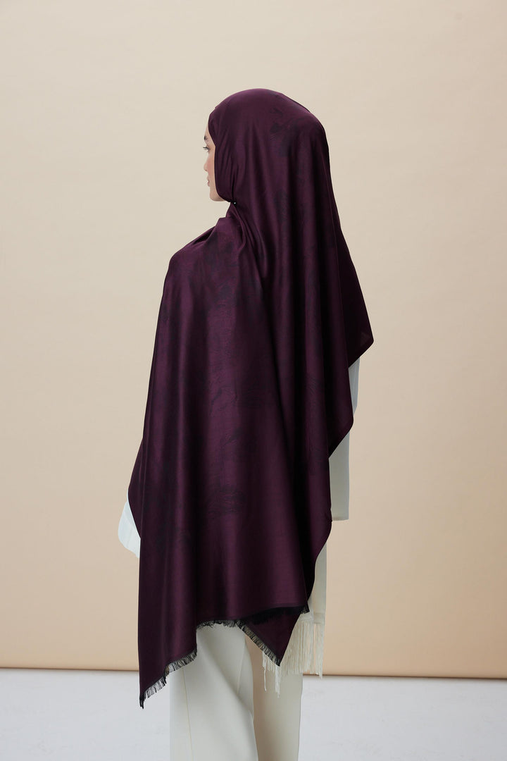 Maisa JADE JAKARLI MODAL İPEK ŞAL 70*200 CM - MÜRDÜM