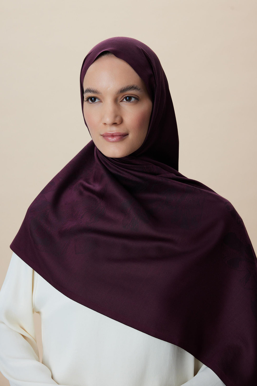 Maisa JADE JAKARLI MODAL İPEK ŞAL 70*200 CM - MÜRDÜM