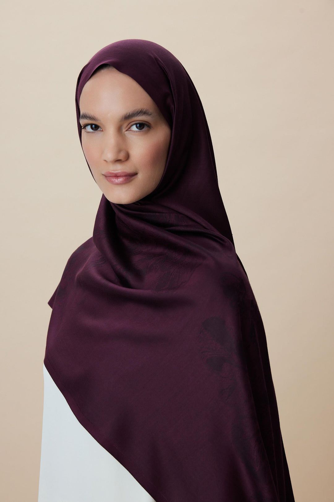 Maisa JADE JAKARLI MODAL İPEK ŞAL 70*200 CM - MÜRDÜM