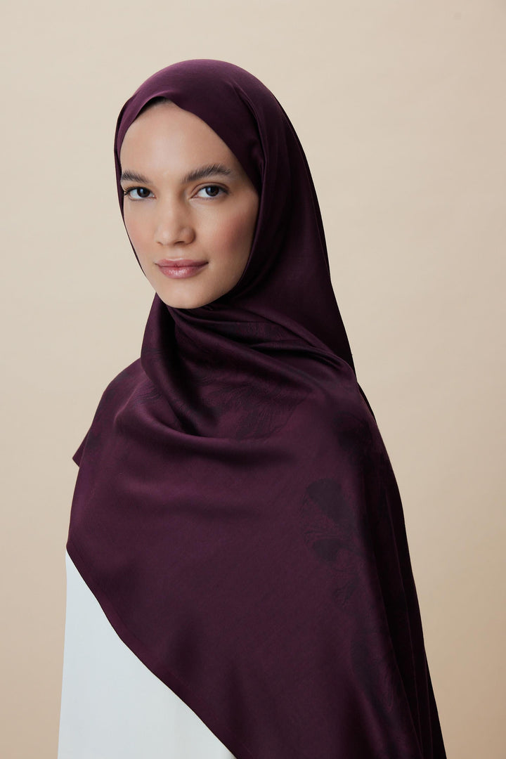 Maisa JADE JAKARLI MODAL İPEK ŞAL 70*200 CM - MÜRDÜM