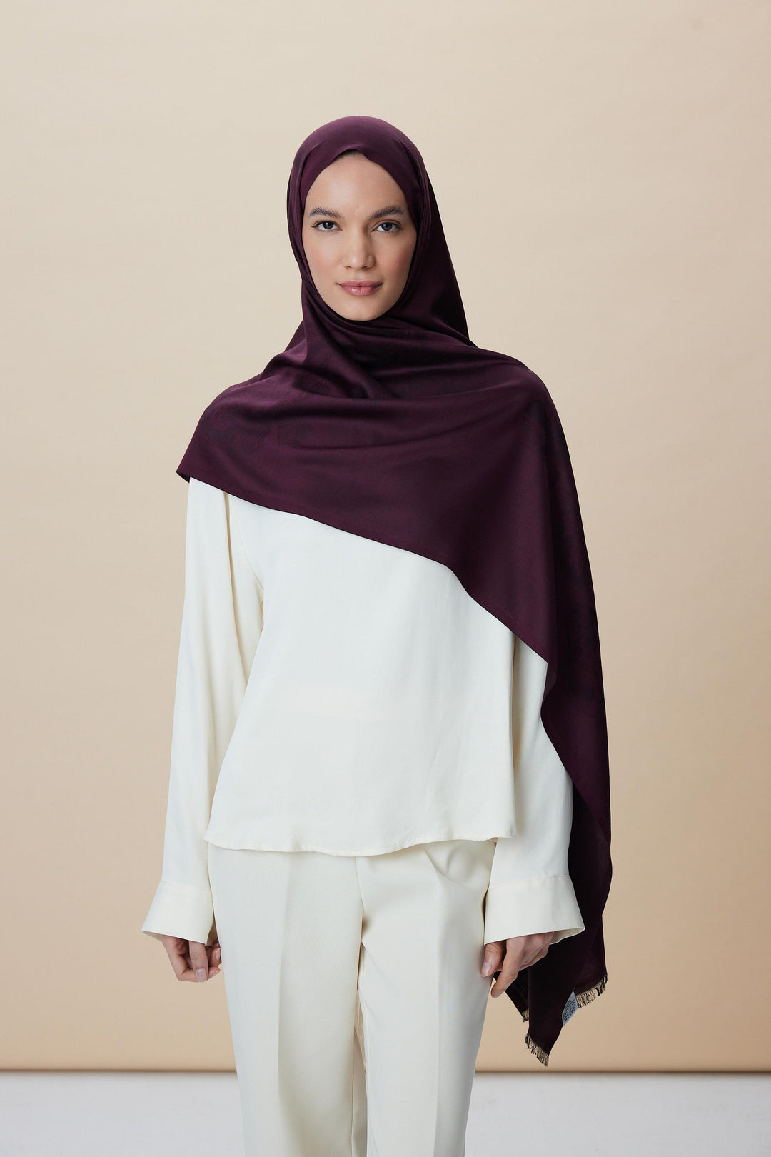 Maisa JADE JAKARLI MODAL İPEK ŞAL 70*200 CM - MÜRDÜM