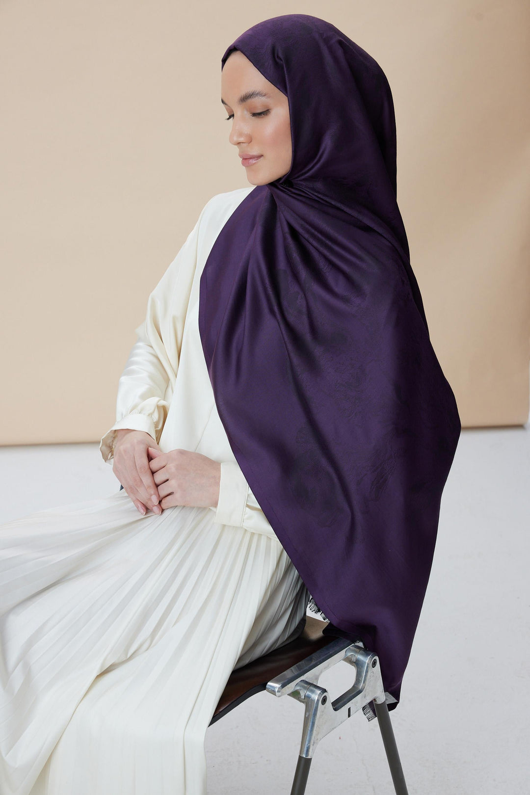 Maisa JADE JAKARLI MODAL İPEK ŞAL 70*200 CM - MOR