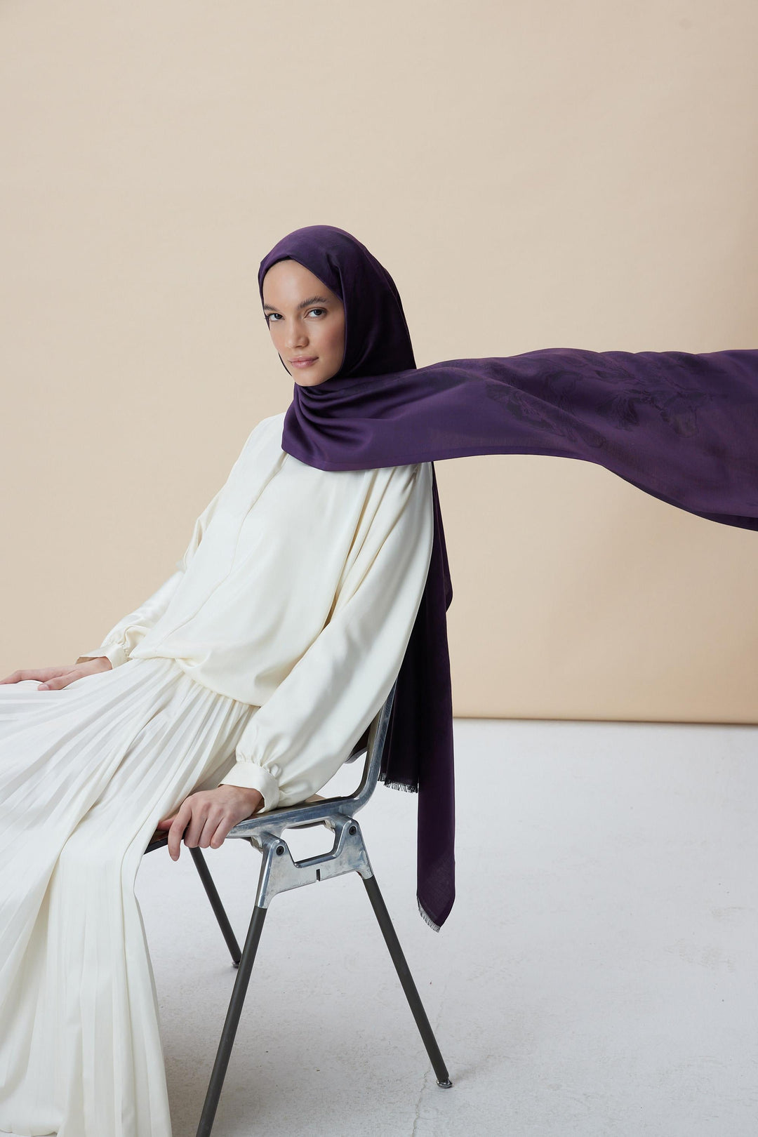 Maisa JADE JAKARLI MODAL İPEK ŞAL 70*200 CM - MOR