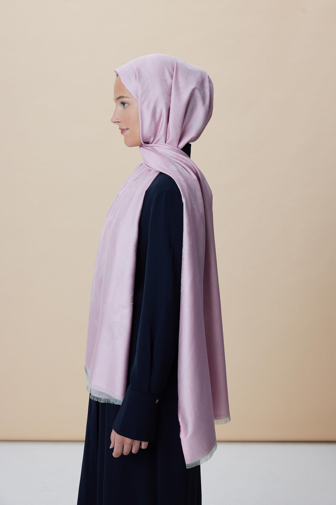 Maisa JADE JAKARLI MODAL İPEK ŞAL 70*200 CM - PEMBE