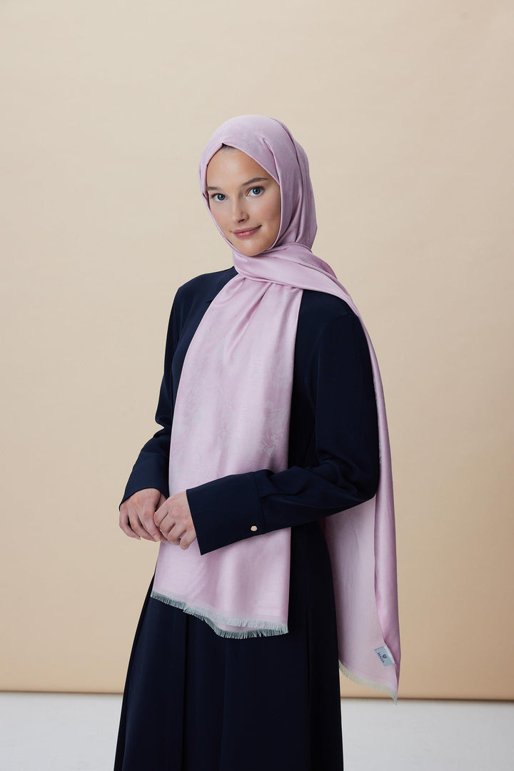 Maisa JADE JAKARLI MODAL İPEK ŞAL 70*200 CM - PEMBE
