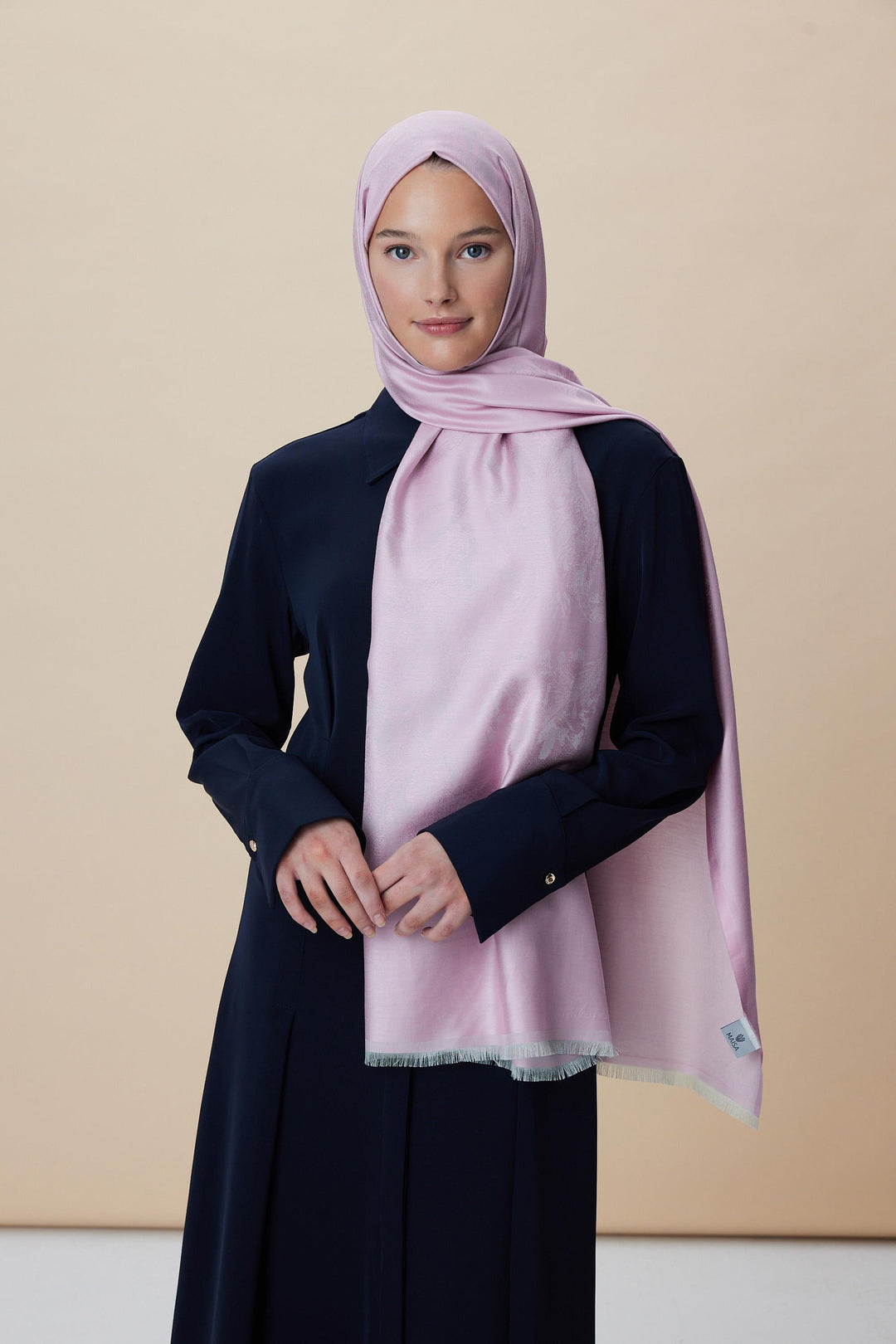 Maisa JADE JAKARLI MODAL İPEK ŞAL 70*200 CM - PEMBE