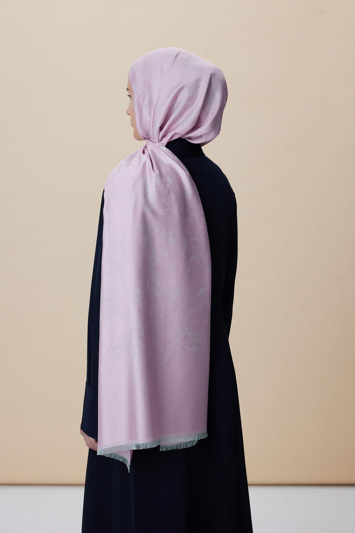 Maisa JADE JAKARLI MODAL İPEK ŞAL 70*200 CM - PEMBE