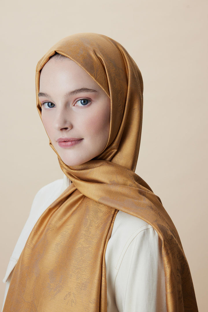 Maisa JADE JAKARLI MODAL İPEK ŞAL 70*200 CM - SAFRAN