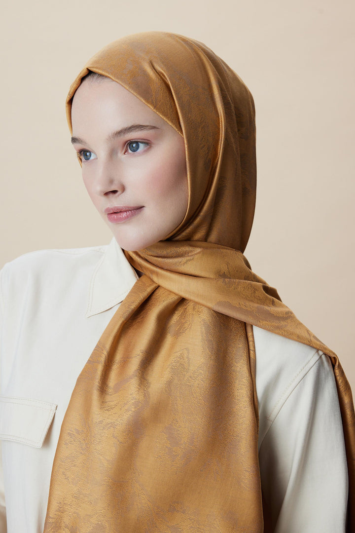 Maisa JADE JAKARLI MODAL İPEK ŞAL 70*200 CM - SAFRAN