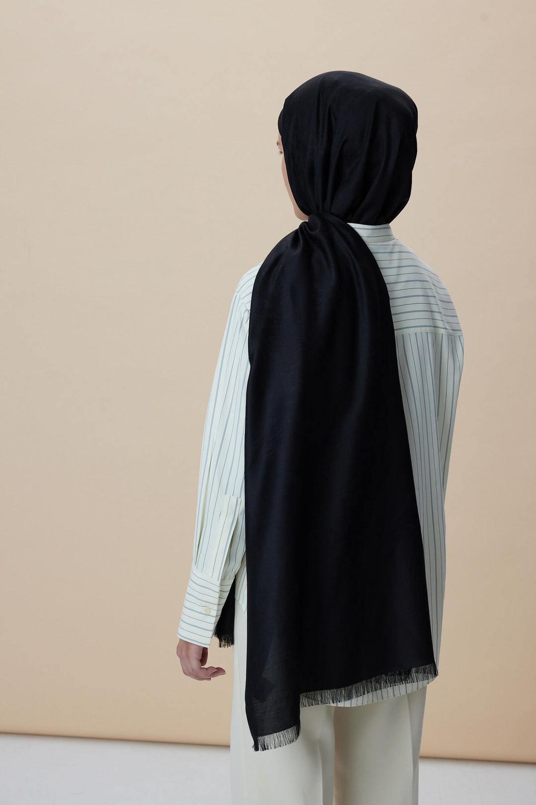 Maisa JADE JAKARLI MODAL İPEK ŞAL 70*200 CM - SİYAH
