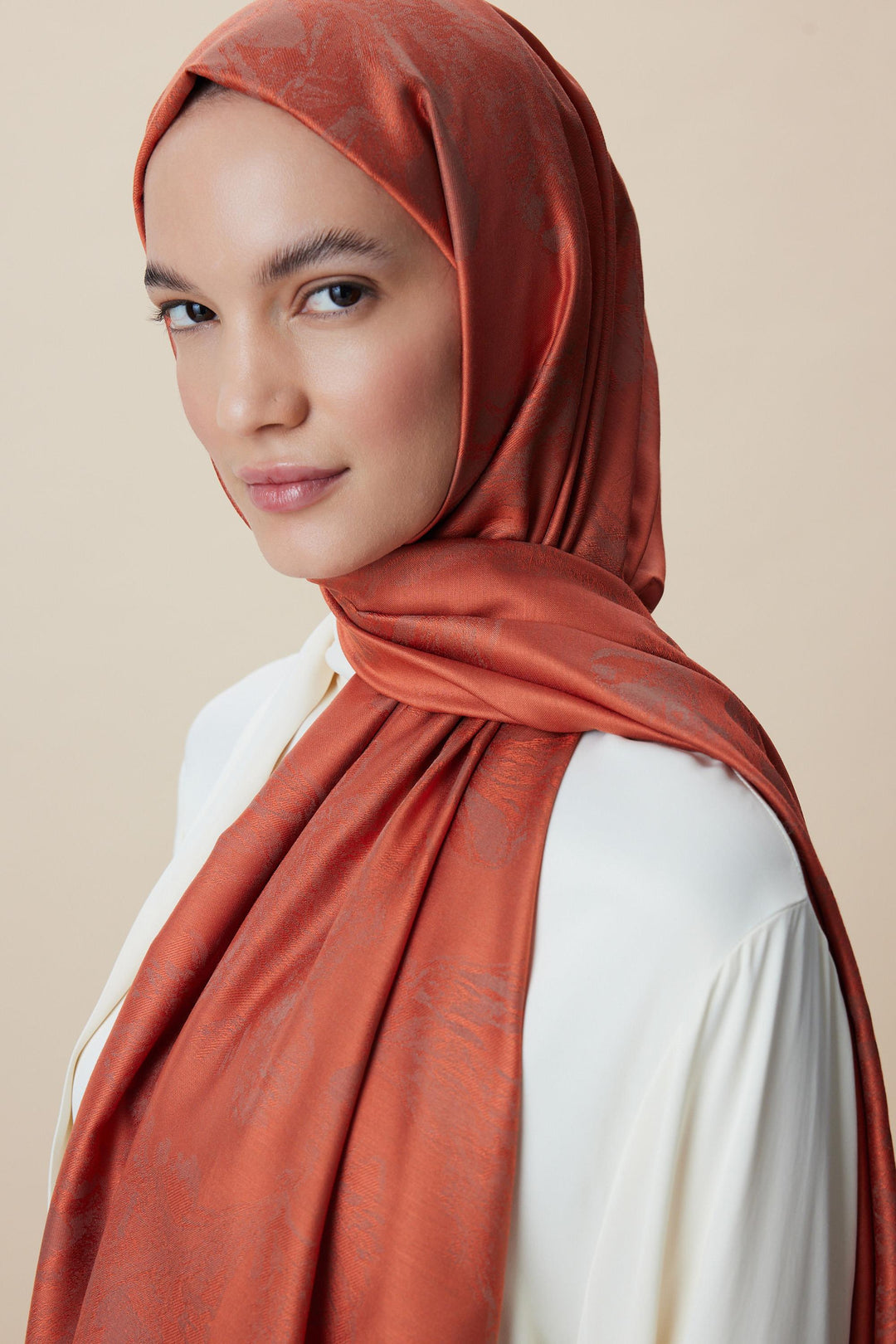 Maisa JADE JAKARLI MODAL İPEK ŞAL 70*200 CM - ŞEFTALİ