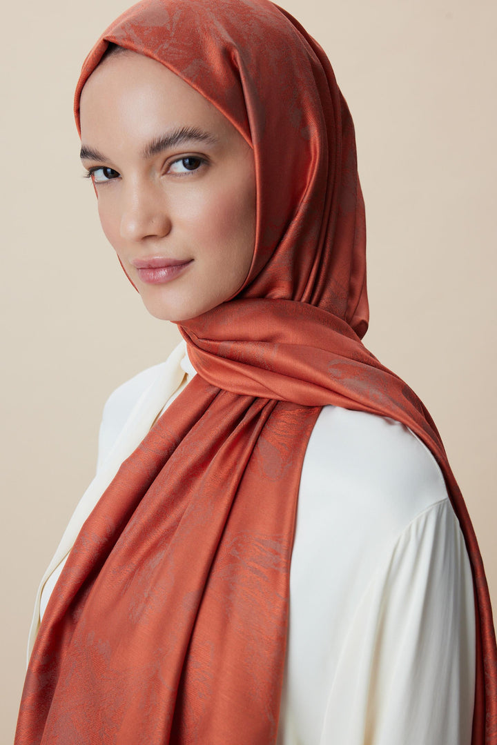 Maisa JADE JAKARLI MODAL İPEK ŞAL 70*200 CM - ŞEFTALİ